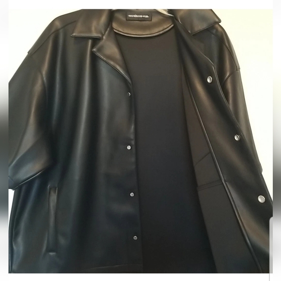 Maniere De Voir Mens Jacket Vegan Leather Size L Half Sleeves Like New - Picture 3 of 10